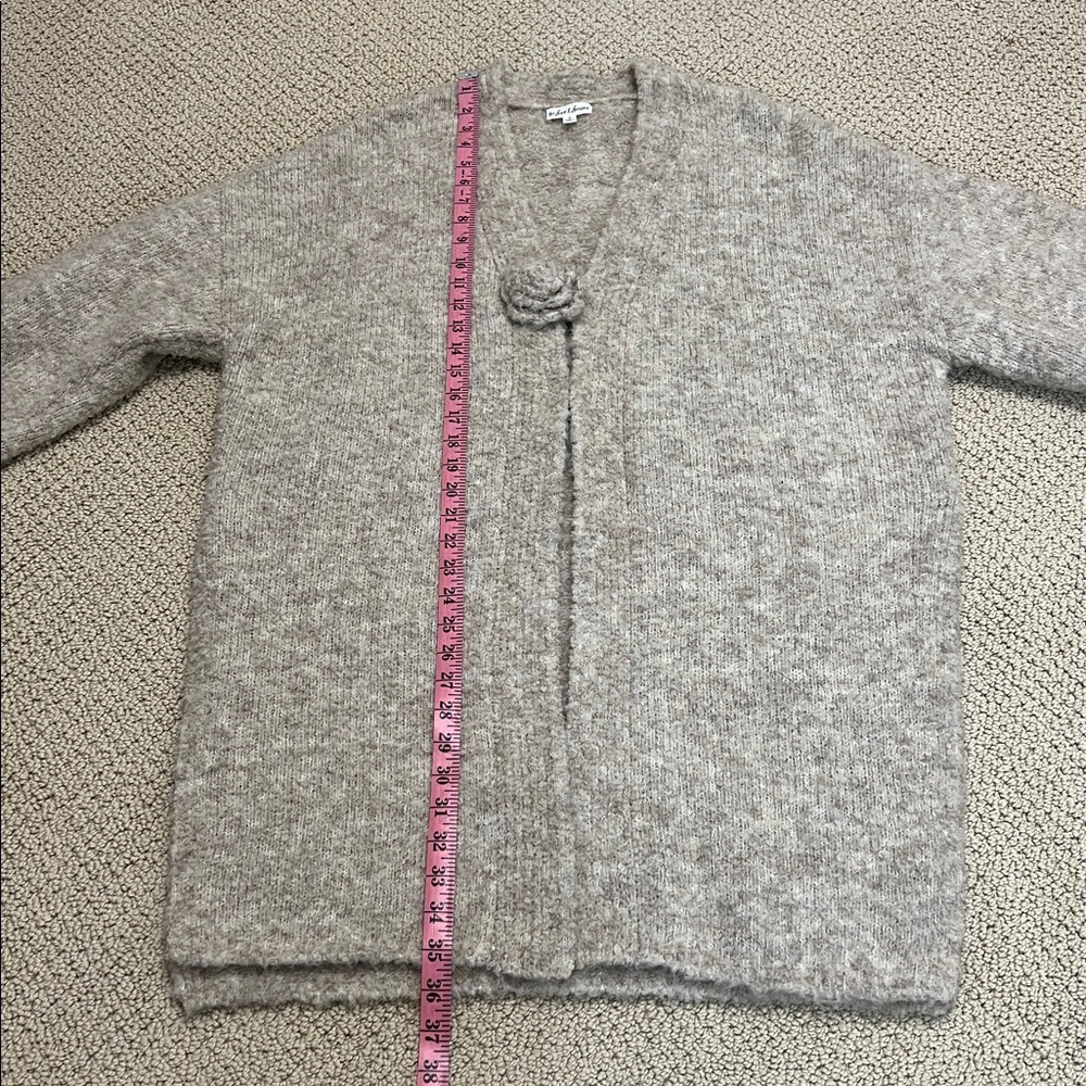 For Love and Lemons Song Duster Cardigan Fuzzy Fluffy Chunky Neutral Tan Taupe S - Picture 12 of 13
